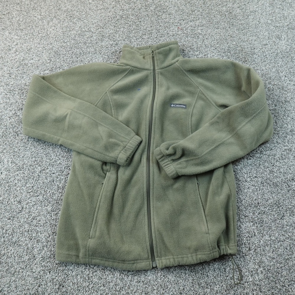 Columbia Jacket Mens L Green Fleece Full Zip Mock Neck Sweatshirt Sweater Coat